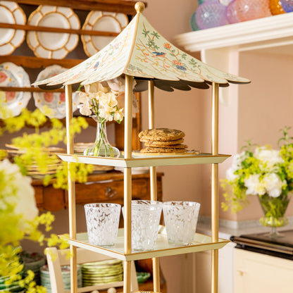 Chinoiserie Tole Three Tier Pagoda Stand