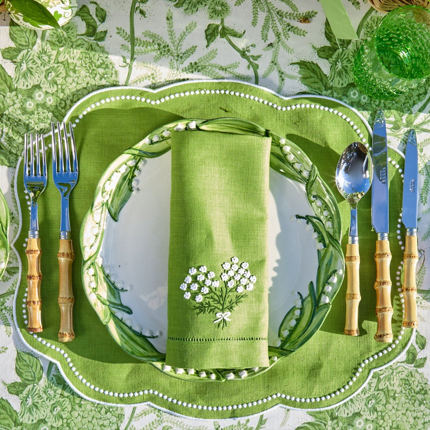 Green Eloise Linen Placemats (Set of 4)