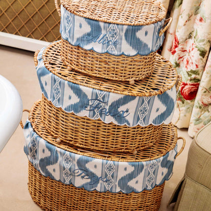 Isabella Rattan Basket with Ikat Liner (Small)