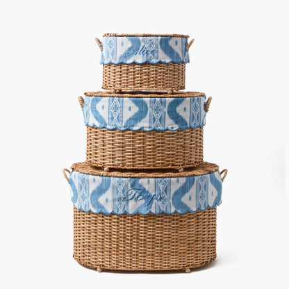 Isabella Rattan Basket with Ikat Liner (Small)