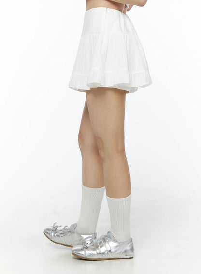 Basic Frill Flare Mini Skirt IU525