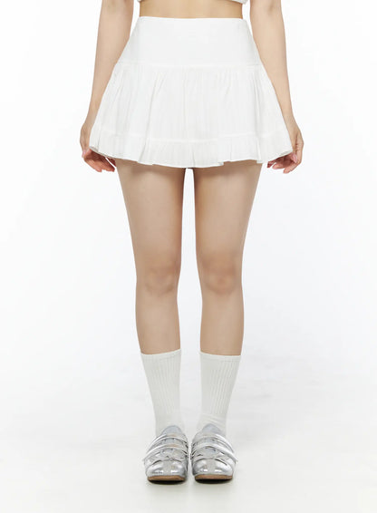 Basic Frill Flare Mini Skirt IU525