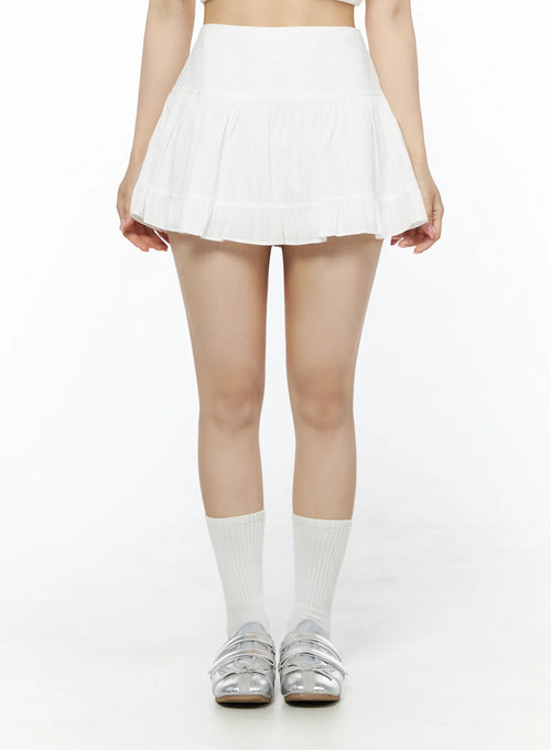 Basic Frill Flare Mini Skirt IU525