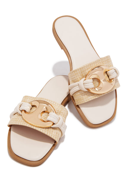 Ocean Kiss Flat Slip On Sandals - Bone