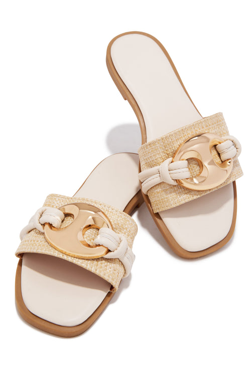 Ocean Kiss Flat Slip On Sandals - Bone