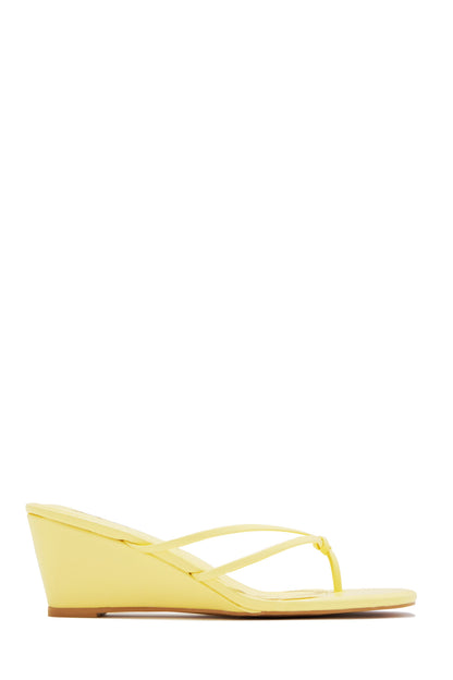 Mimosa Thong Strap Single Sole Wedges - Yellow