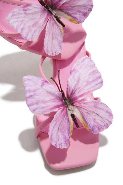 Social Butterfly Mid Heel Mules - Pink