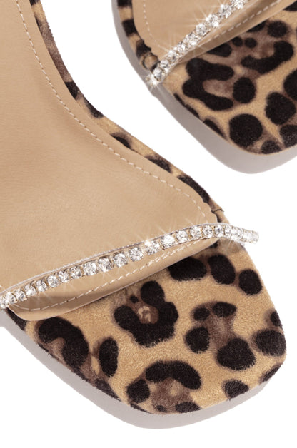 Dubai Embellished Mule Heels - Leopard