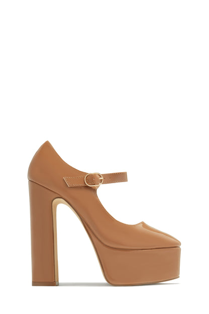 Bella Platform Block Heels - Camel