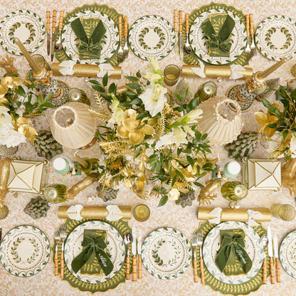 Celine Green Glass Bow Candlescape (Gold)