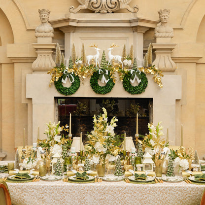 Celine Green Glass Bow Candlescape (Gold)
