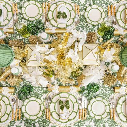 Celine Green Glass Bow Candlescape (Gold)