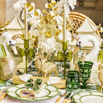 Celine Green Glass Bow Candlescape (Gold)