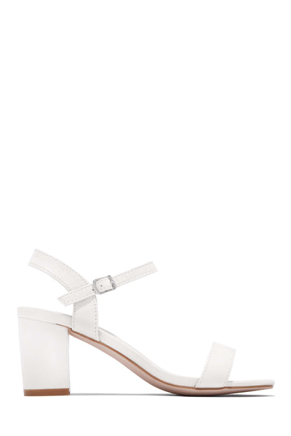 Deryna Ankle Strap Block Heels - Nude