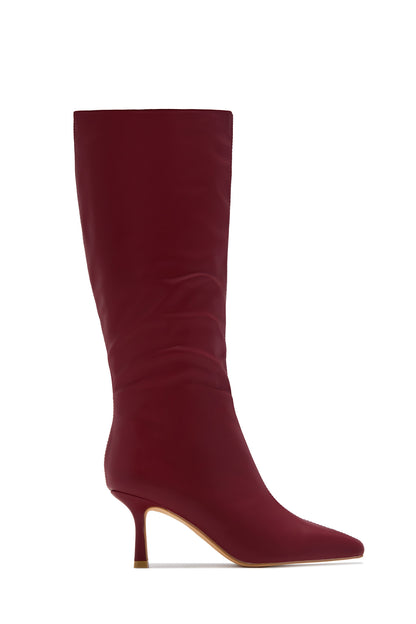 Jaylin Mid Heel Boots - Wine