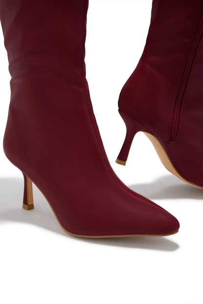 Jaylin Mid Heel Boots - Wine