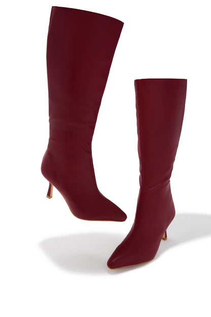Jaylin Mid Heel Boots - Wine