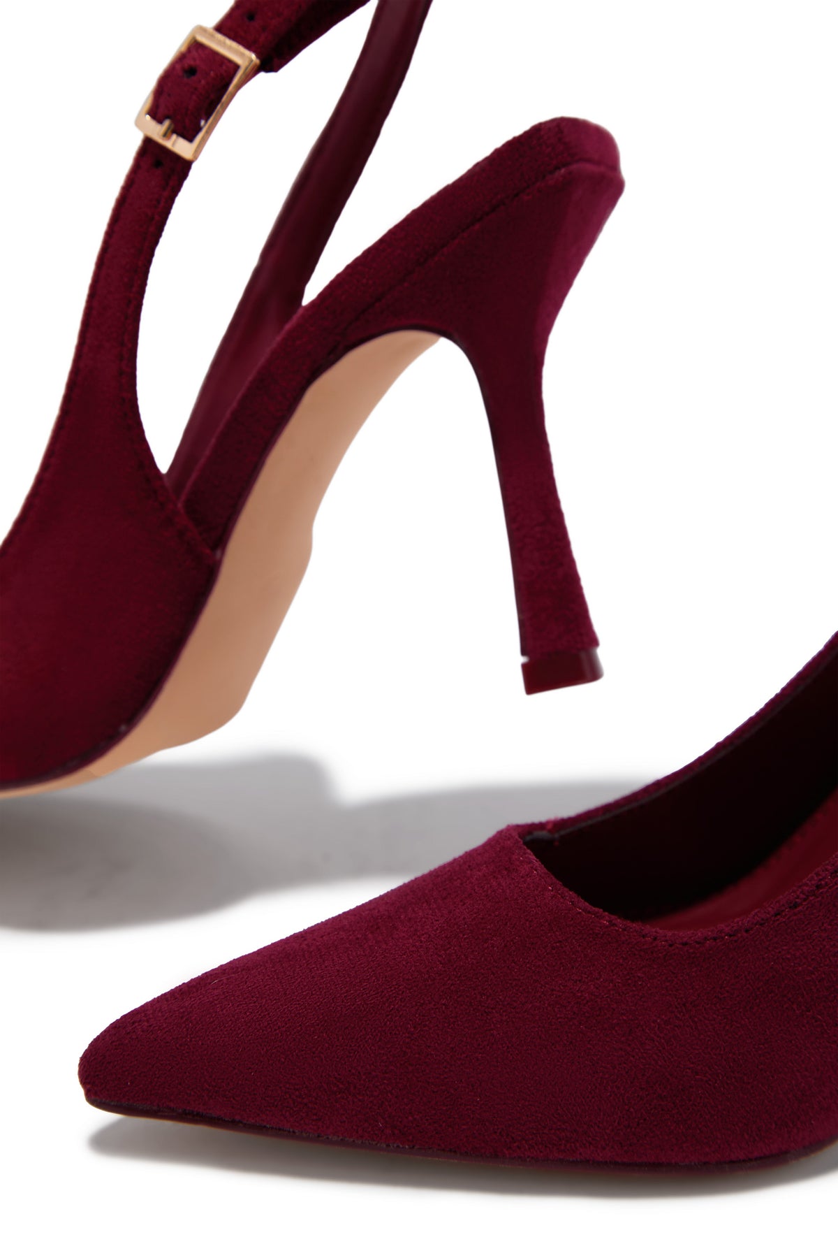 Carianna Faux Suede Slingback Pumps - Wine