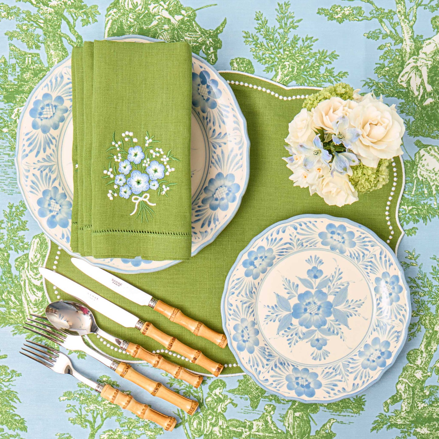 Green Eloise Linen Placemats (Set of 4)
