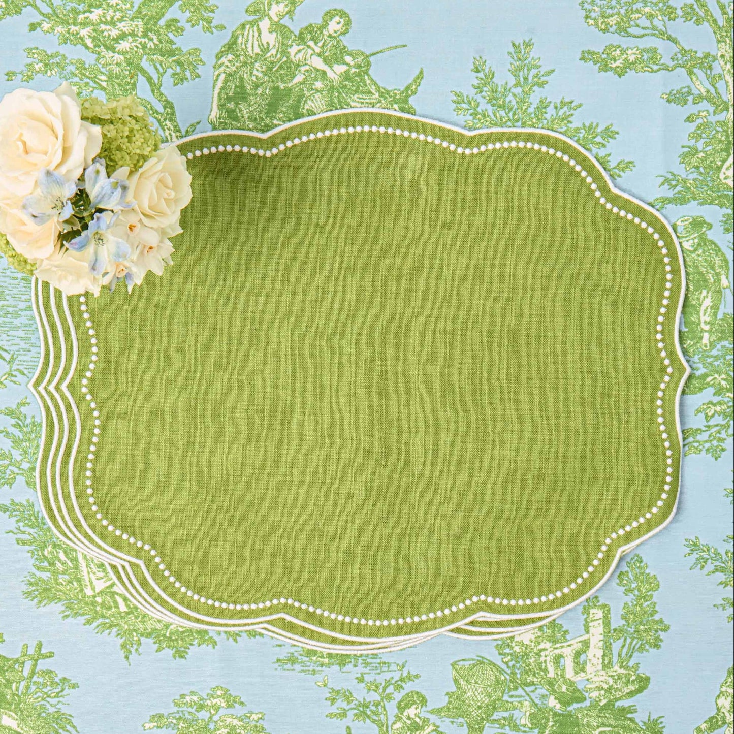 Green Eloise Linen Placemats (Set of 4)