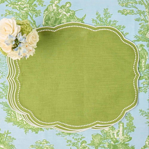 Green Eloise Linen Placemats (Set of 4)