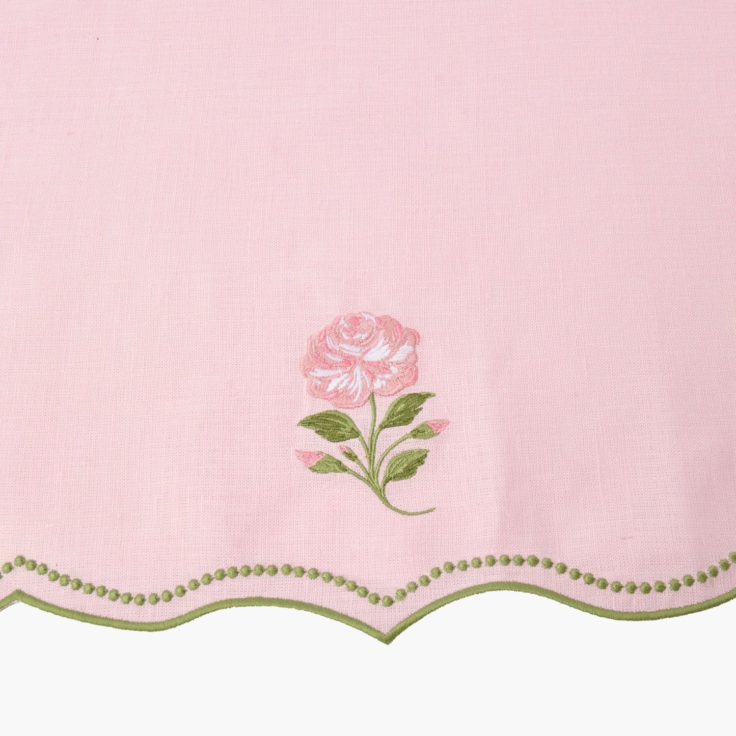 Pink Rose Embroidered Linen Napkins (Set of 4)